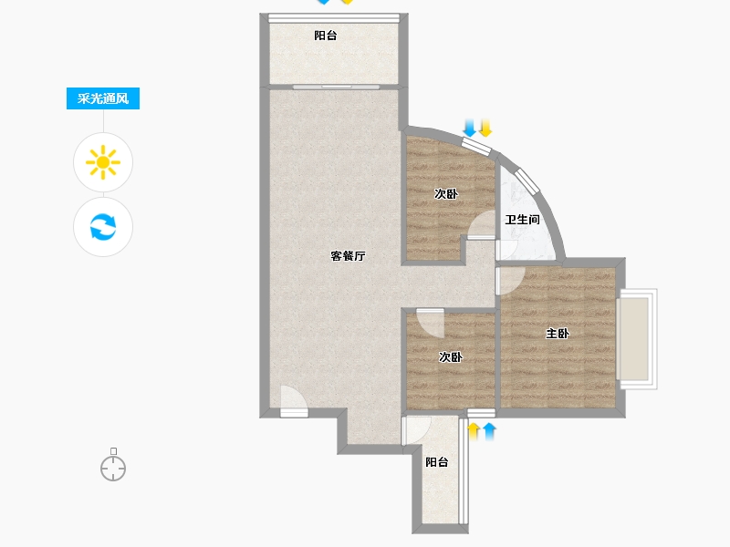 广东省-佛山市-中南海晖园-71.03-户型库-采光通风