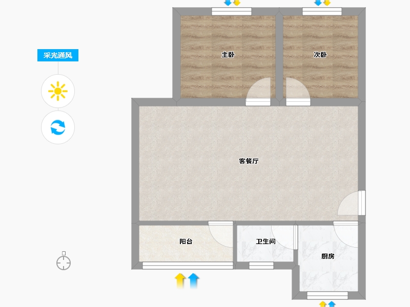 广东省-广州市-金沙洲新社区-51.79-户型库-采光通风