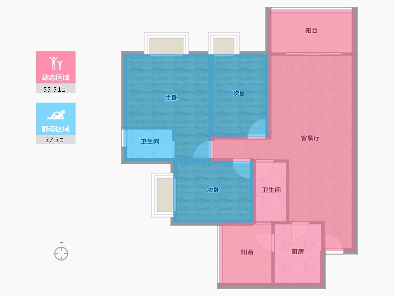 广东省-广州市-保利西海岸瀚海花园-82.50-户型库-动静分区