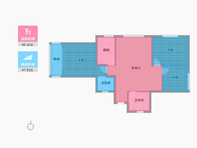 甘肃省-兰州市-重邦康城小区-84.43-户型库-动静分区