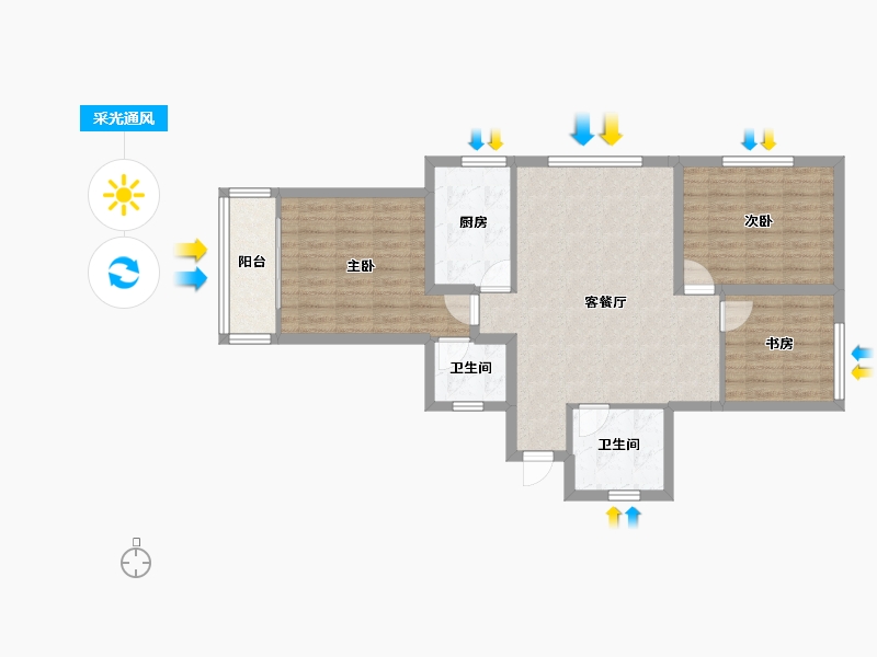 甘肃省-兰州市-重邦康城小区-84.43-户型库-采光通风