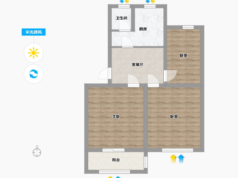 山东省-济宁市-菜市小区-63.00-户型库-采光通风