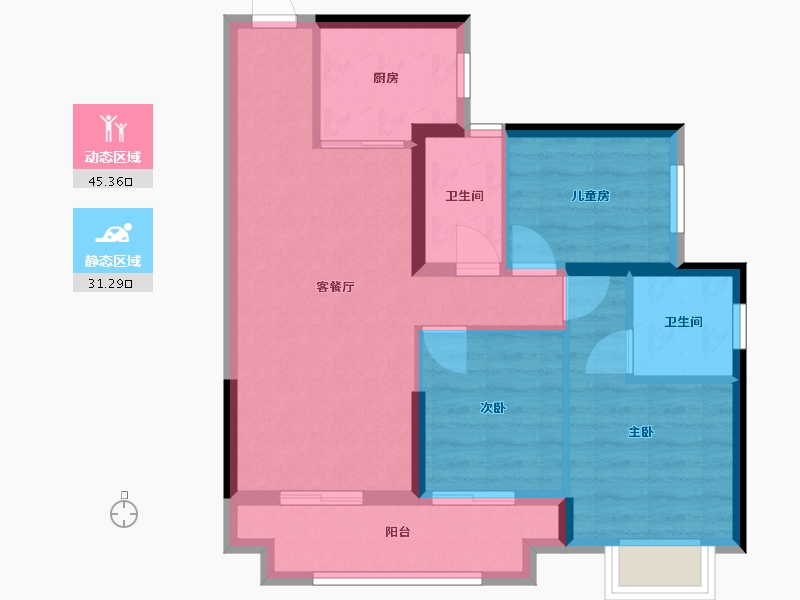 广东省-深圳市-鹏瑞尚府-72.44-户型库-动静分区