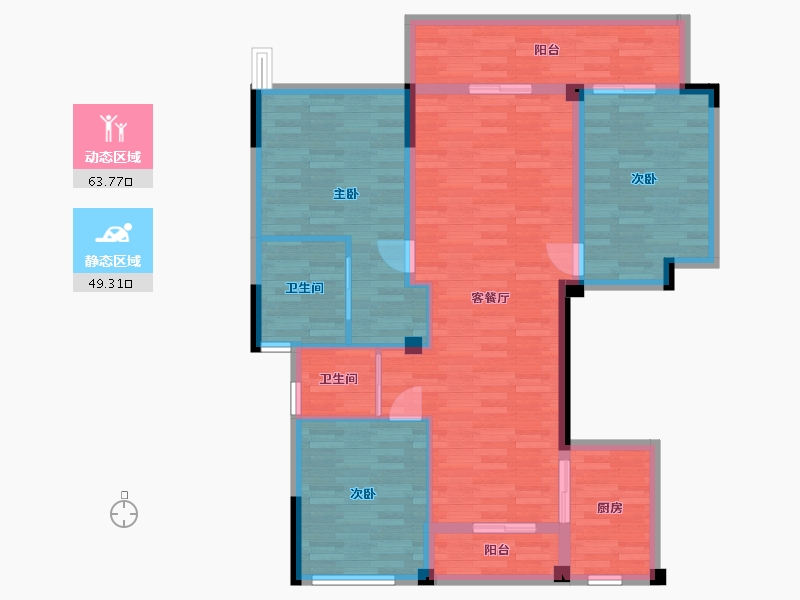 浙江省-台州市-中粮瑞府-102.44-户型库-动静分区