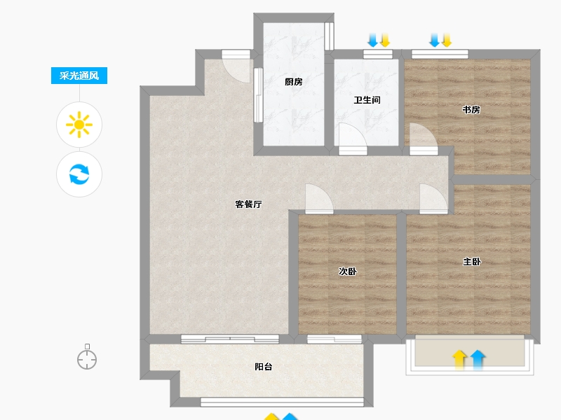 山东省-青岛市-梦想望城-80.00-户型库-采光通风