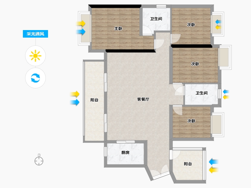 广西壮族自治区-南宁市-建工城大都悦园-136.00-户型库-采光通风