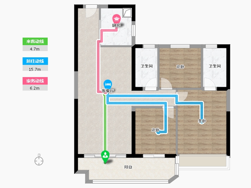 江苏省-徐州市-碧桂园翡翠湾-96.16-户型库-动静线