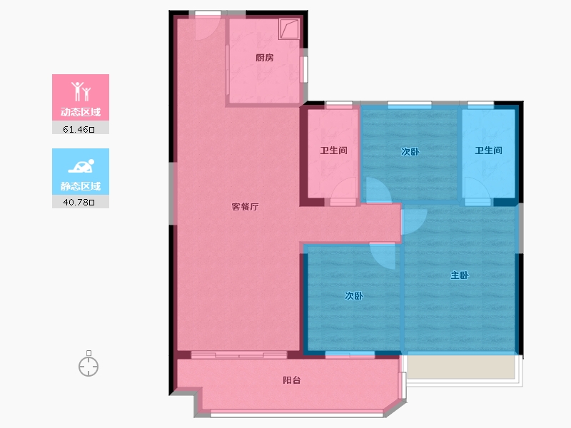 江苏省-徐州市-碧桂园翡翠湾-96.16-户型库-动静分区