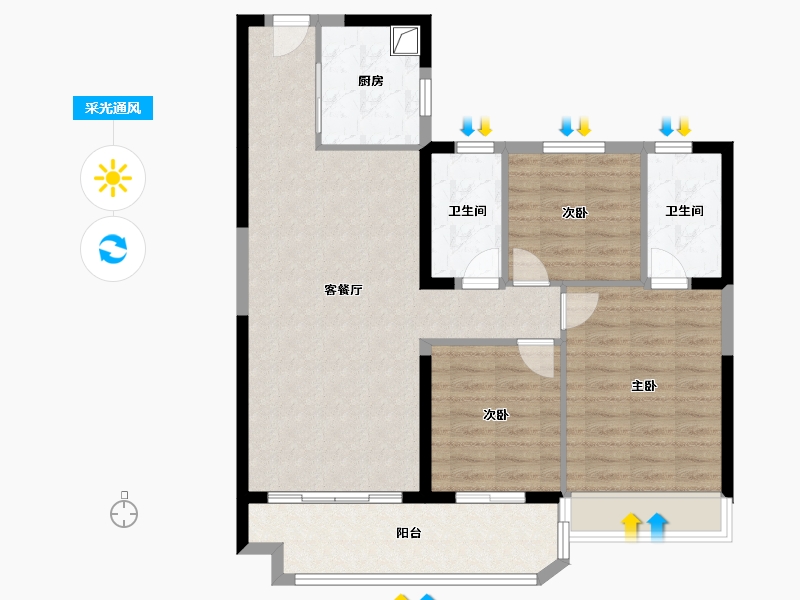 江苏省-徐州市-碧桂园翡翠湾-96.16-户型库-采光通风