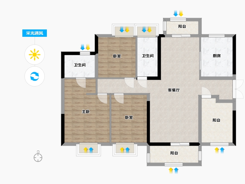 广东省-广州市-麓语熙岸-114.40-户型库-采光通风