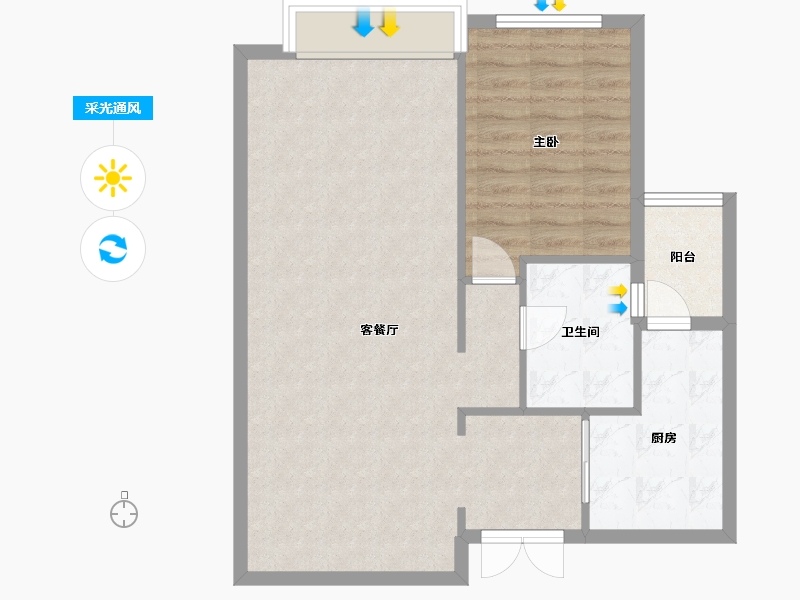 广东省-广州市-粤海壹桂府-71.20-户型库-采光通风