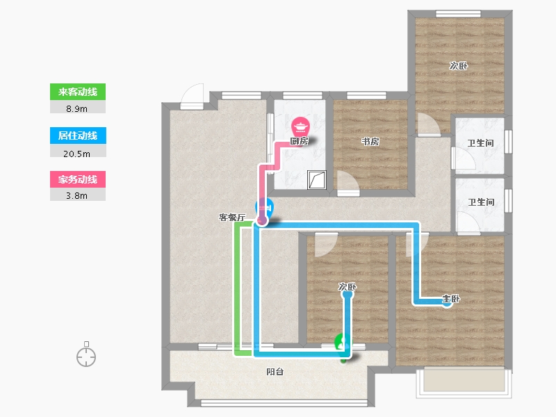 安徽省-芜湖市-时代天骄-109.60-户型库-动静线