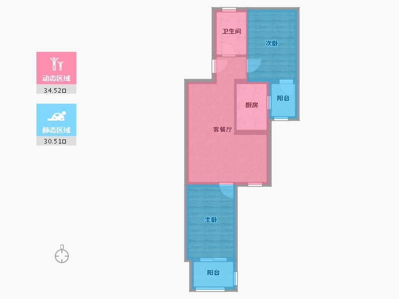 北京-北京市-翠成馨园-57.30-户型库-动静分区