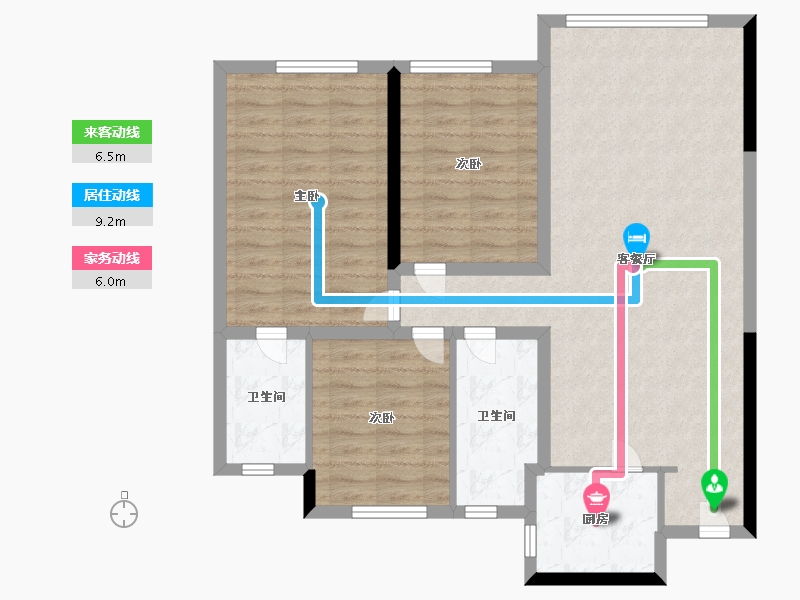 内蒙古自治区-包头市-远洲大都汇-94.40-户型库-动静线