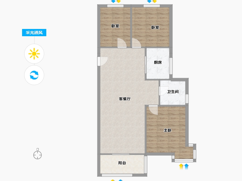 浙江省-宁波市-新岚湾-89.30-户型库-采光通风