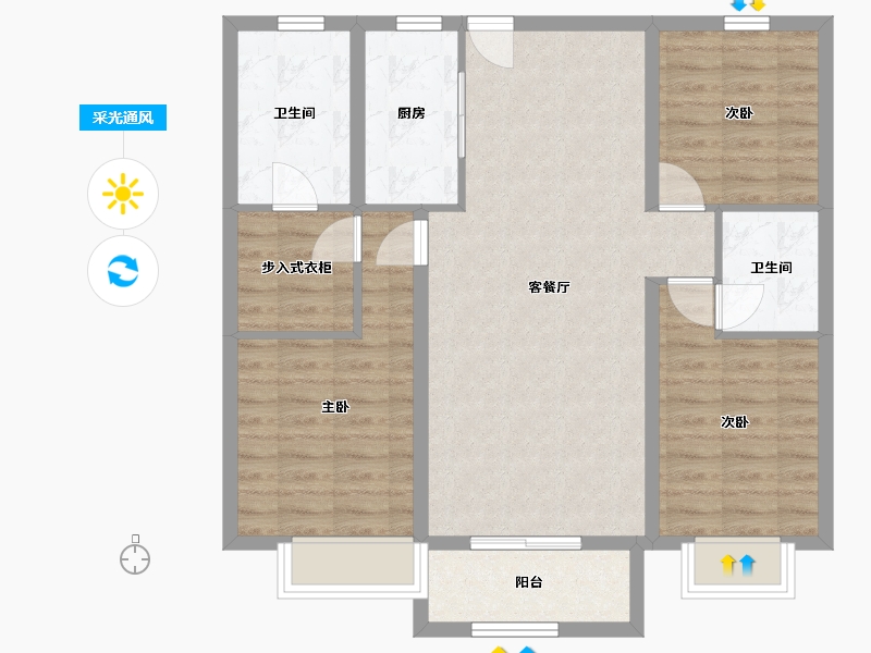 河北省-邢台市-银基悦蓝湾-96.00-户型库-采光通风