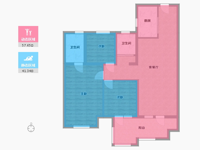 山东省-青岛市-中杰时代御园-88.10-户型库-动静分区