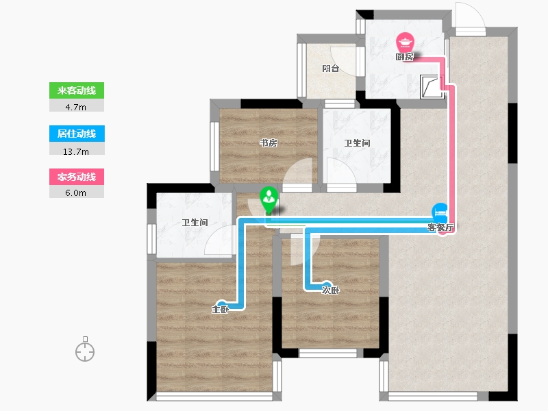 四川省-成都市-幸福里-72.00-户型库-动静线