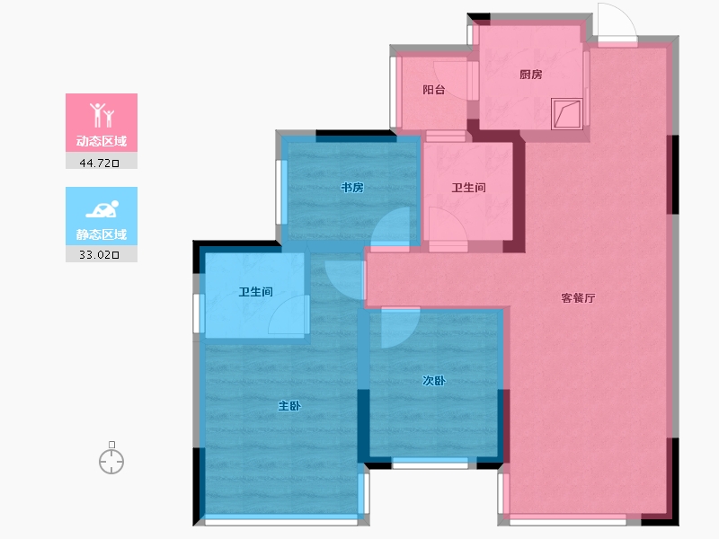 四川省-成都市-幸福里-72.00-户型库-动静分区