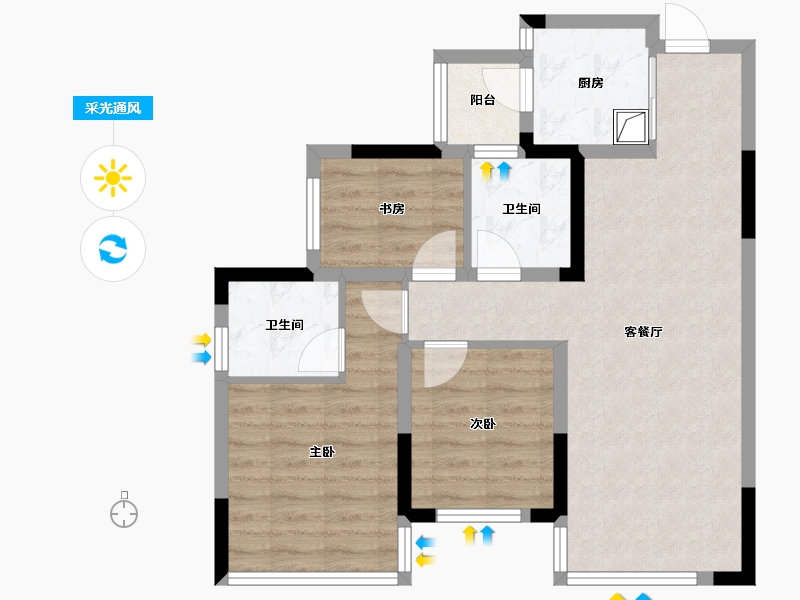 四川省-成都市-幸福里-72.00-户型库-采光通风