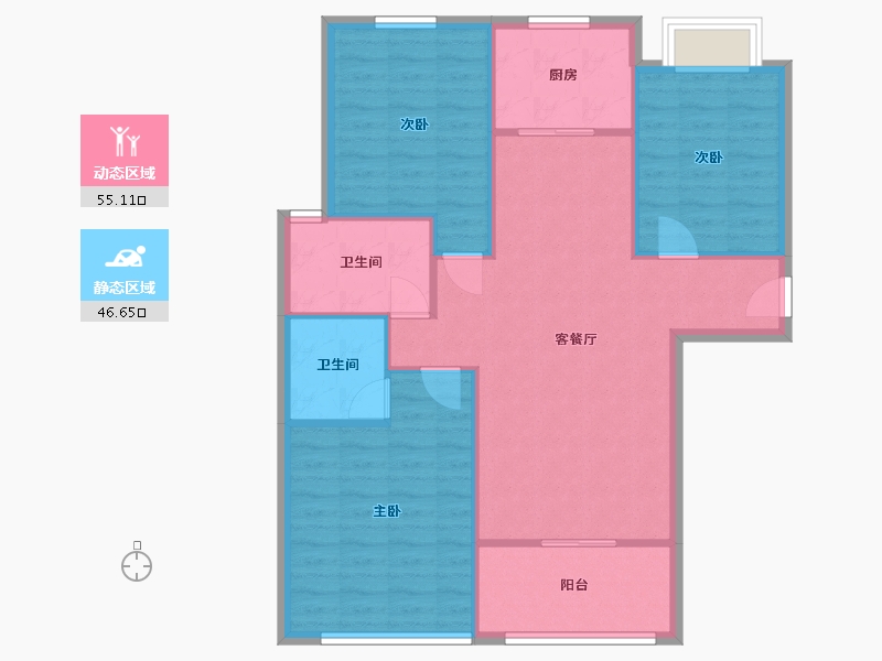 江苏省-苏州市-湖畔林语-北区-96.46-户型库-动静分区