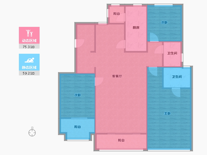 陕西省-西安市-锦绣天下一期-121.00-户型库-动静分区