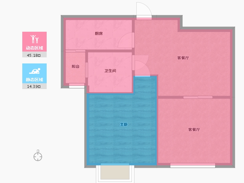 江苏省-常州市-新城府翰苑-东区-54.40-户型库-动静分区