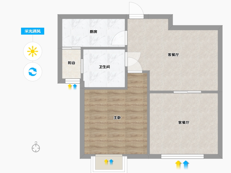 江苏省-常州市-新城府翰苑-东区-54.40-户型库-采光通风