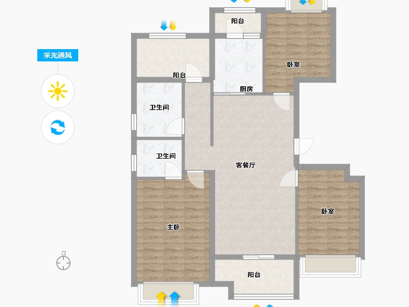 四川省-南充市-敏捷天越一期一区-103.50-户型库-采光通风