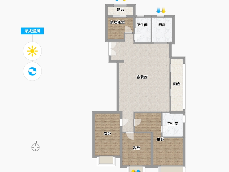 浙江省-台州市-玉澜府-112.00-户型库-采光通风