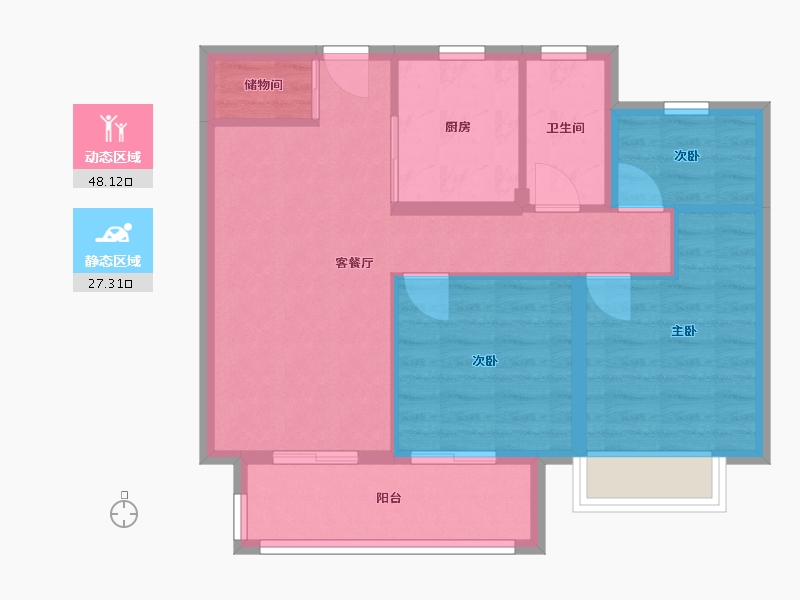 浙江省-绍兴市-锦洲府-70.96-户型库-动静分区