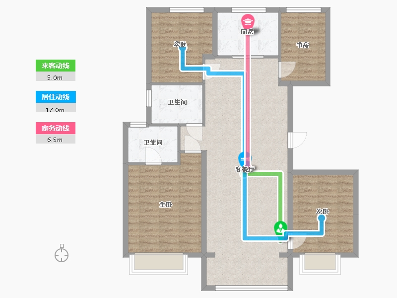 辽宁省-大连市-大连万达体育新城-D区-104.00-户型库-动静线