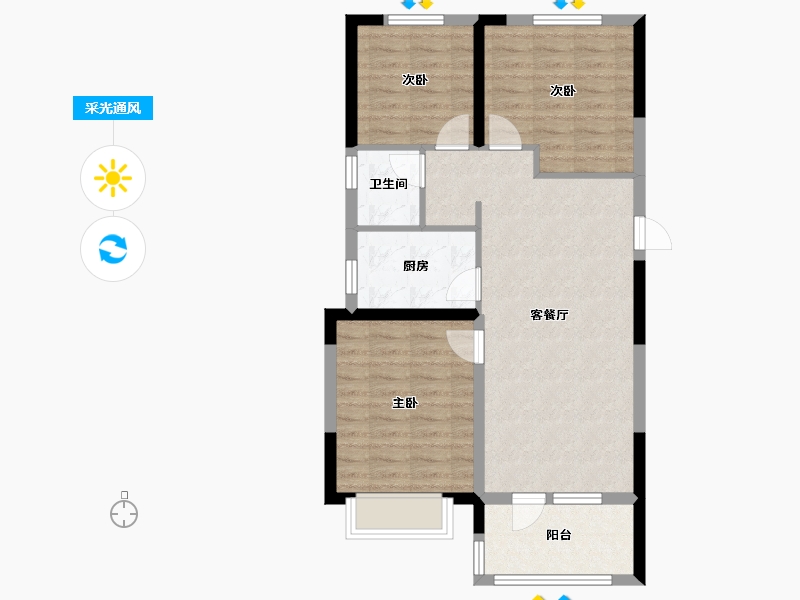 山东省-青岛市-花漾里-76.31-户型库-采光通风