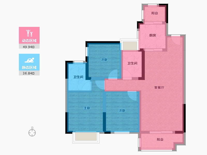 四川省-泸州市-天誉锦樾-75.66-户型库-动静分区