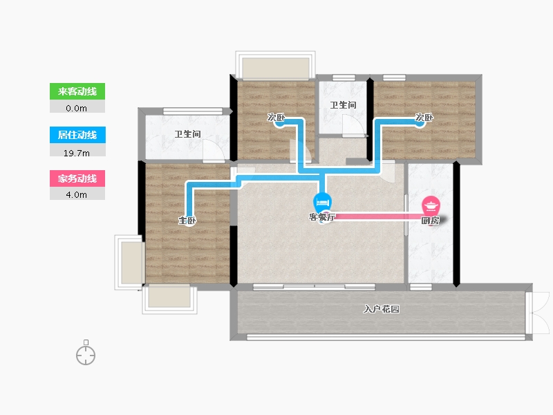 重庆-重庆市-北城美地-90.31-户型库-动静线