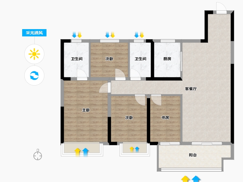 河南省-洛阳市-宜阳君河湾-114.40-户型库-采光通风