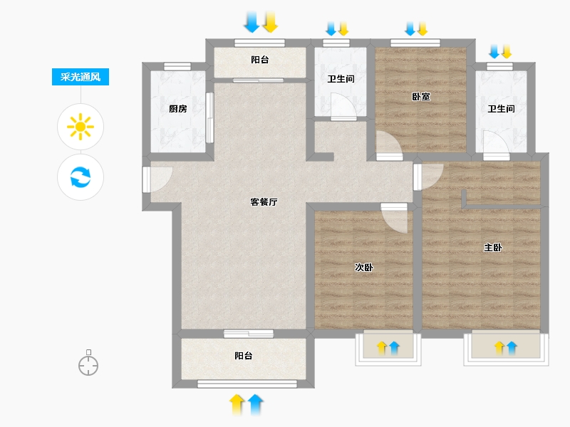 河南省-郑州市-任砦易居城-133.00-户型库-采光通风