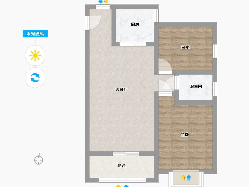 陕西省-咸阳市-福景馨苑小区-72.00-户型库-采光通风