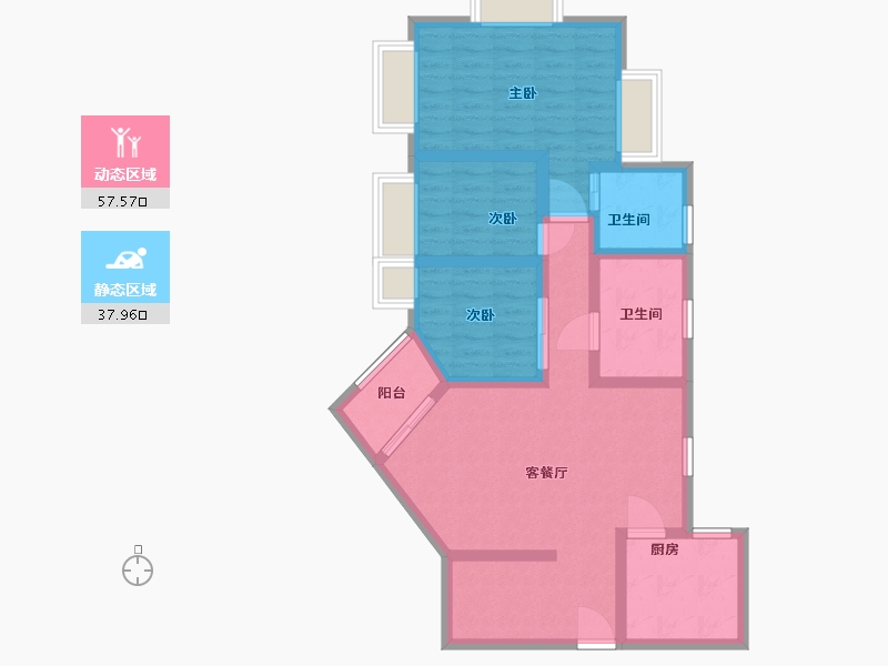 广东省-广州市-海珠半岛花园-84.00-户型库-动静分区