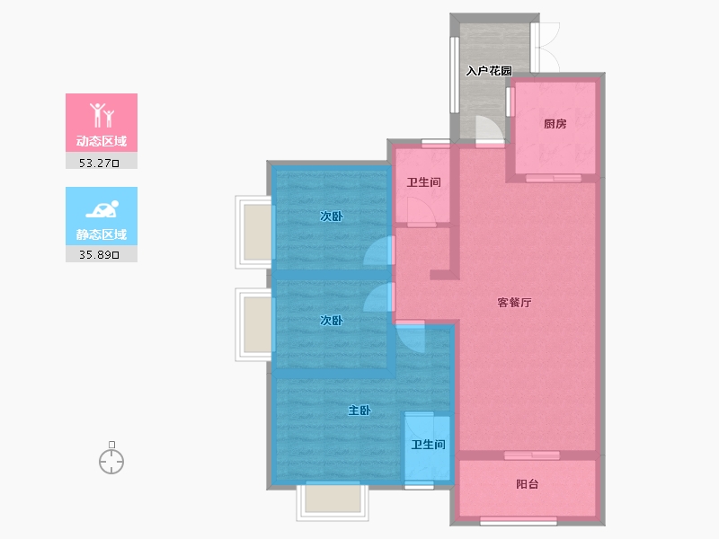 贵州省-安顺市-时代顺城-93.25-户型库-动静分区