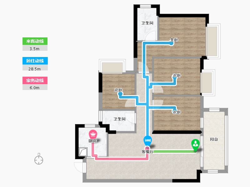 广西壮族自治区-南宁市-龙光玖珑湾-90.24-户型库-动静线