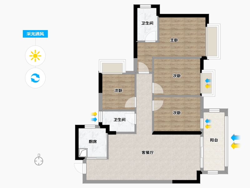 广西壮族自治区-南宁市-龙光玖珑湾-90.24-户型库-采光通风