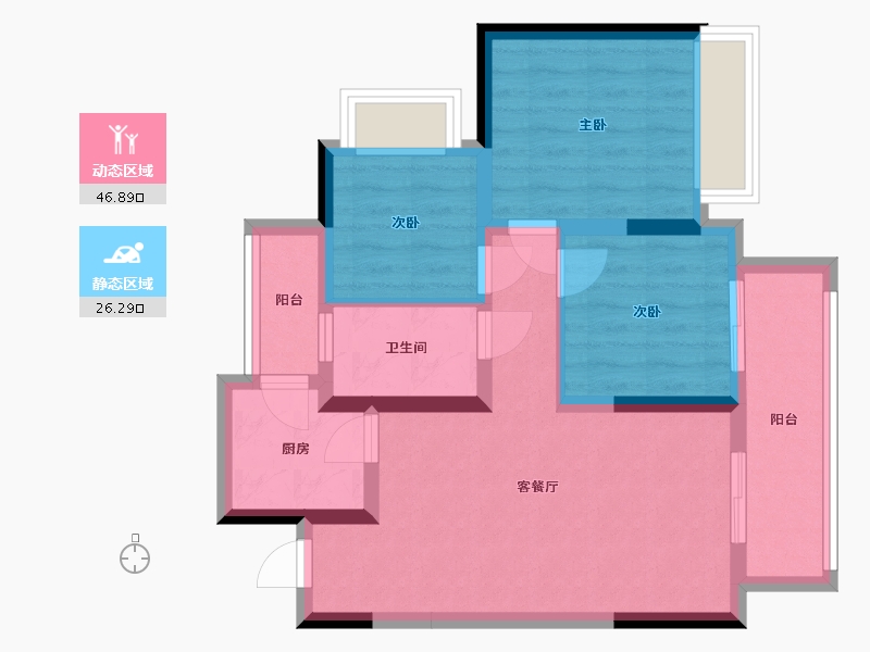 四川省-雅安市-凯悦天地二期-69.13-户型库-动静分区