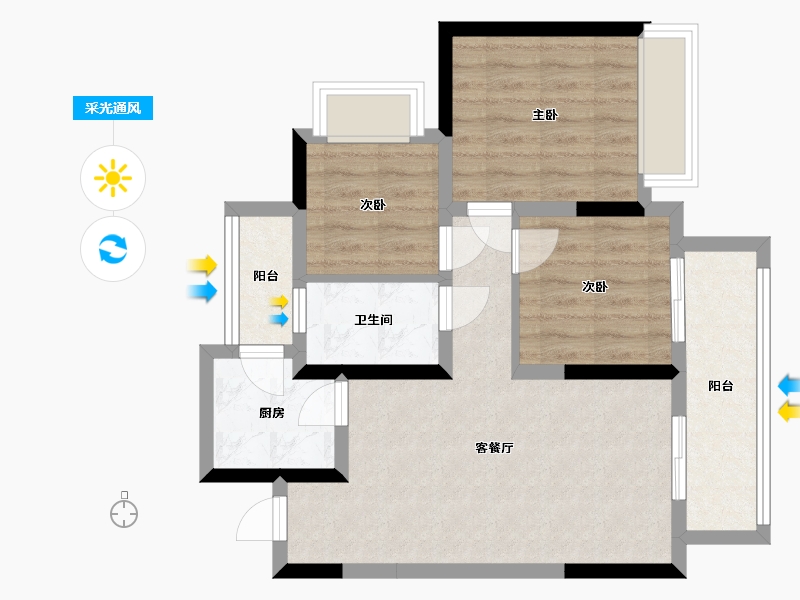 四川省-雅安市-凯悦天地二期-69.13-户型库-采光通风