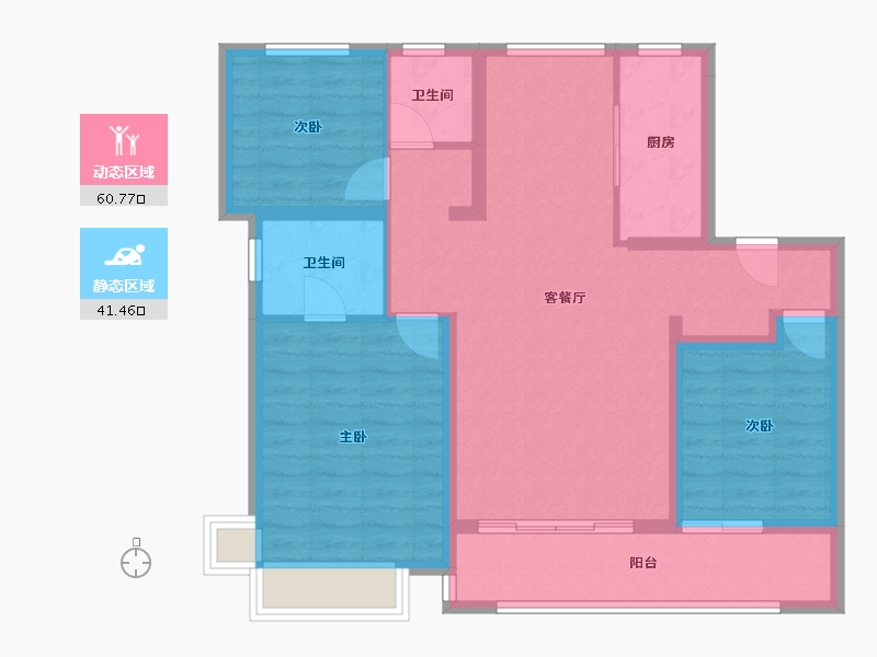 山东省-济南市-潮起东方-104.80-户型库-动静分区