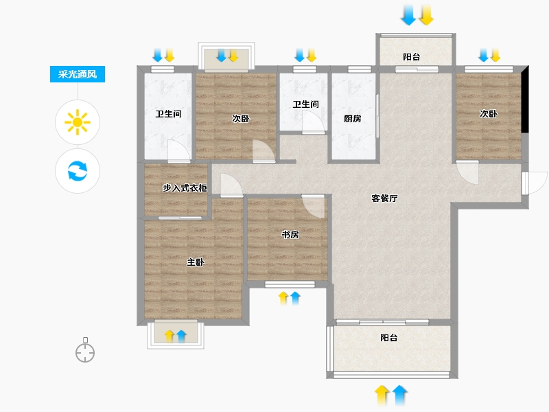 福建省-泉州市-万家滨海湾-114.40-户型库-采光通风