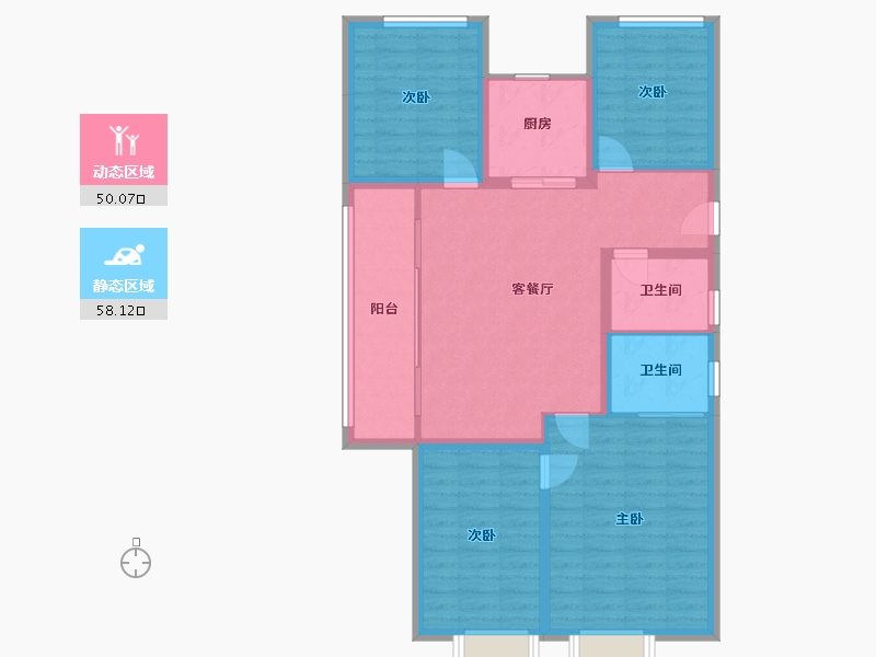 浙江省-金华市-万家风华-103.66-户型库-动静分区