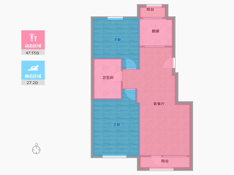 辽宁省-大连市-大有文园-65.30-户型库-动静分区