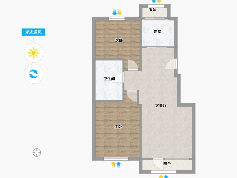 辽宁省-大连市-大有文园-65.30-户型库-采光通风