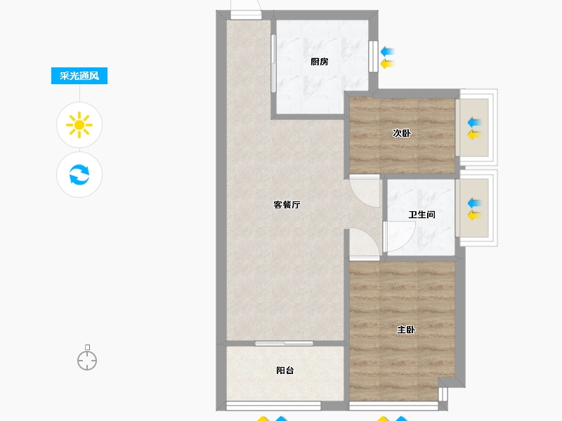 广东省-广州市-时代天逸-52.80-户型库-采光通风